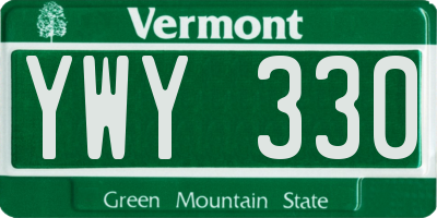 VT license plate YWY330