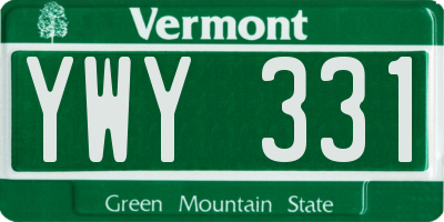 VT license plate YWY331