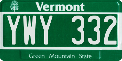VT license plate YWY332