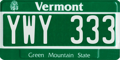 VT license plate YWY333