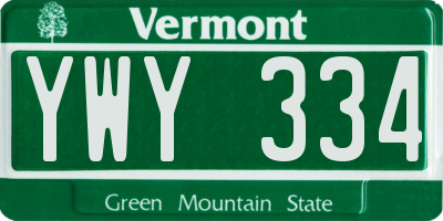 VT license plate YWY334