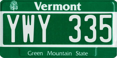 VT license plate YWY335