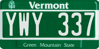 VT license plate YWY337