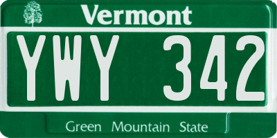 VT license plate YWY342