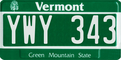 VT license plate YWY343