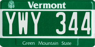 VT license plate YWY344