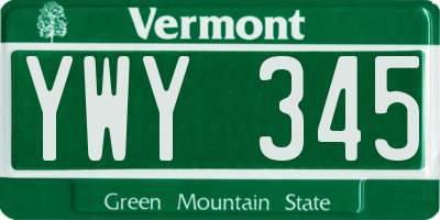 VT license plate YWY345