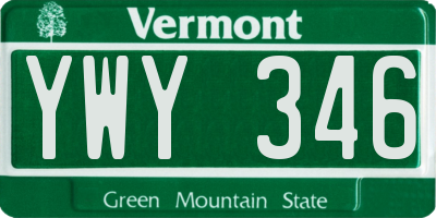VT license plate YWY346