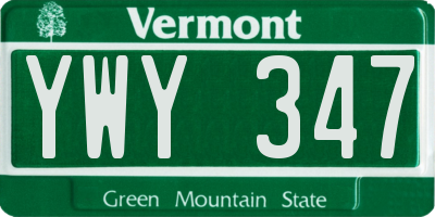 VT license plate YWY347