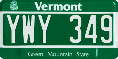 VT license plate YWY349