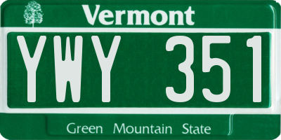VT license plate YWY351
