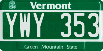 VT license plate YWY353