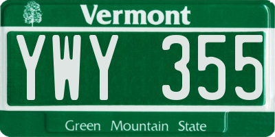 VT license plate YWY355