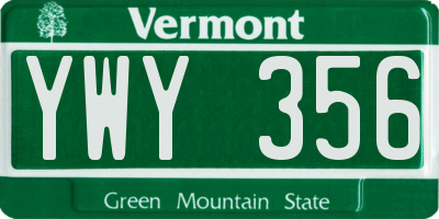 VT license plate YWY356