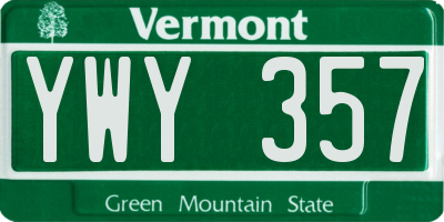 VT license plate YWY357