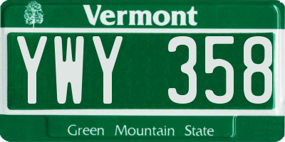 VT license plate YWY358