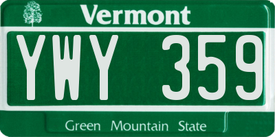 VT license plate YWY359