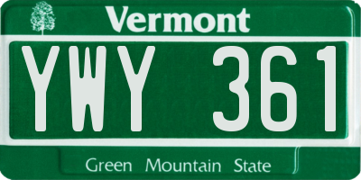 VT license plate YWY361
