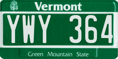 VT license plate YWY364
