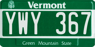 VT license plate YWY367