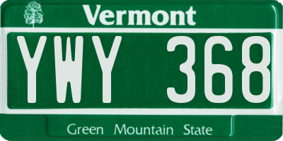 VT license plate YWY368