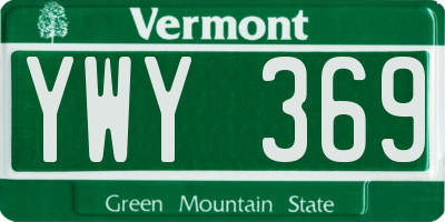 VT license plate YWY369