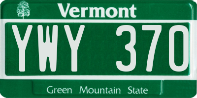 VT license plate YWY370