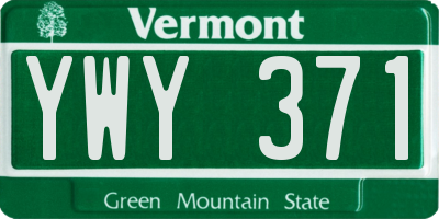 VT license plate YWY371