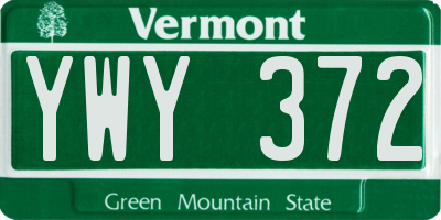 VT license plate YWY372