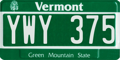 VT license plate YWY375