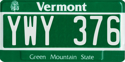 VT license plate YWY376