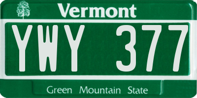 VT license plate YWY377