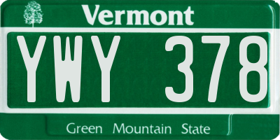 VT license plate YWY378