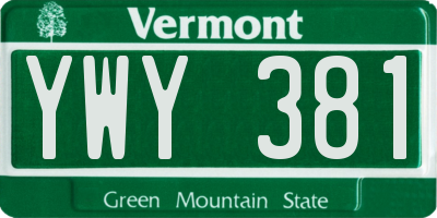VT license plate YWY381