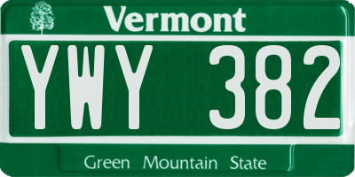 VT license plate YWY382
