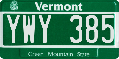 VT license plate YWY385