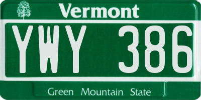 VT license plate YWY386
