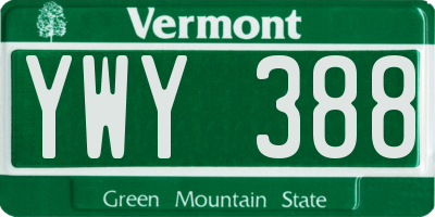 VT license plate YWY388