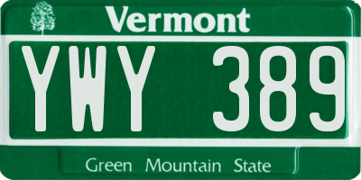 VT license plate YWY389