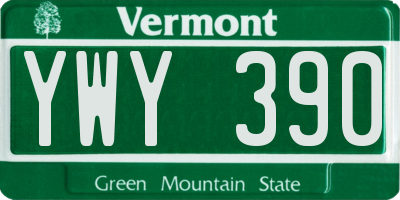 VT license plate YWY390