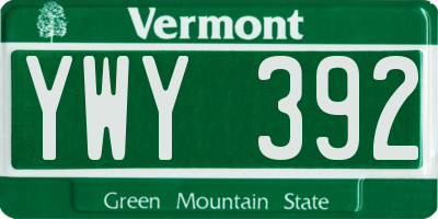 VT license plate YWY392