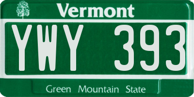 VT license plate YWY393