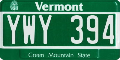 VT license plate YWY394