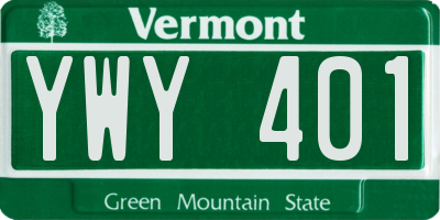 VT license plate YWY401