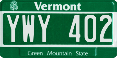 VT license plate YWY402