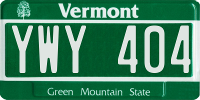 VT license plate YWY404