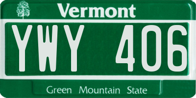 VT license plate YWY406