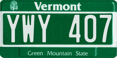VT license plate YWY407