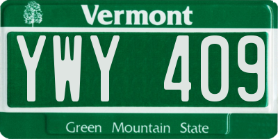 VT license plate YWY409