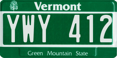 VT license plate YWY412